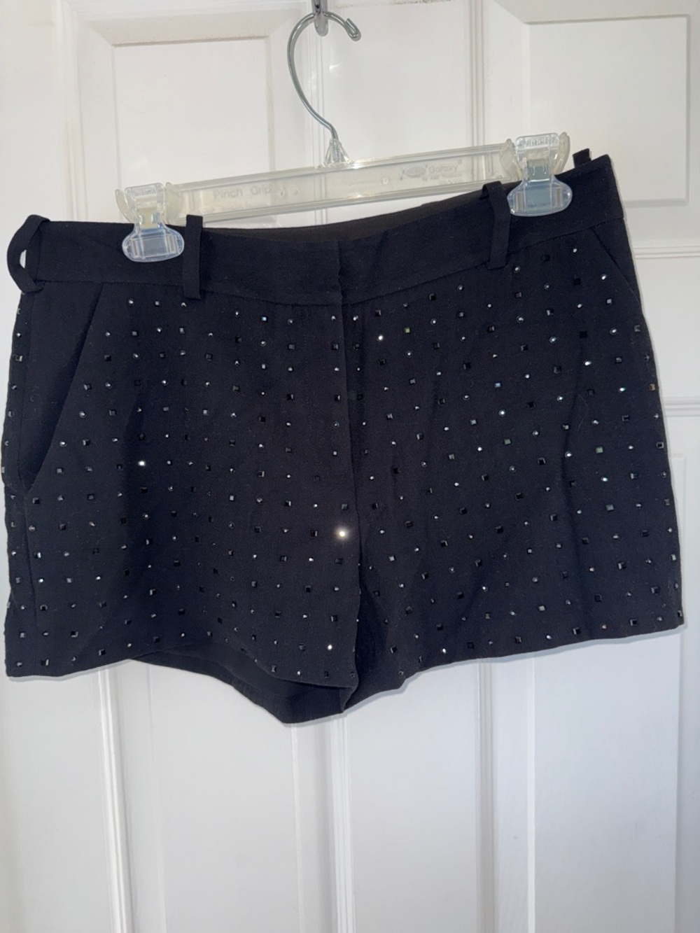 Diane Von Furstenberg Black High-Waist Studded Shorts -size 6. EUC